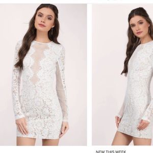 Tobi long sleeved white lace dress